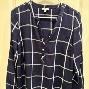 TALBOTS Women's Blue Plaid Pullover Top - Size is Medium Petite